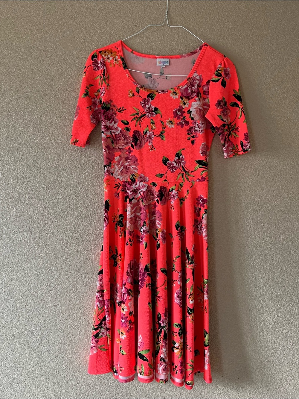 Super Unicorn Lularoe Nicole Neon Orange Floral Size Small